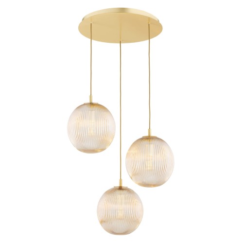 Lampa wisząca 3-punktowa PALOMA mosiądz/miodowy