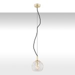 Lampa wisząca ze szklanym kloszem (mała) OVIEDO mosiądz