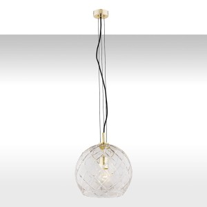 Lampa wisząca ze szklanym kloszem (duża) OVIEDO mosiądz