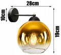 Kinkiet ścienny 1-punktowy GOLDEN GLASS B czarny/złoty #819