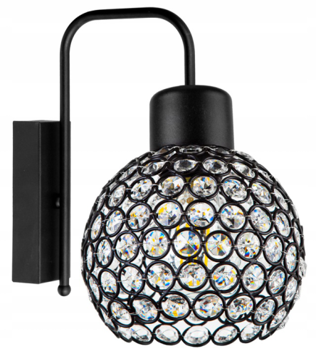 Kinkiet ścienny 1-punktowy CRYSTAL BALL czarny/kryształki #601 