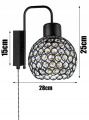 Kinkiet ścienny 1-punktowy z wyłącznikiem CRYSTAL BALL czarny/kryształki #602 
