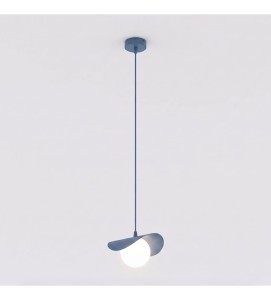 Lampa wisząca RITUAL 1S DUSTY BLUE – niebieska lampa z falistym kloszem