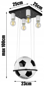 Lampa wisząca piłki nożne 4×E27 do pokoju dziecka – polska produkcja #508
