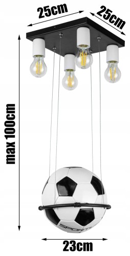 Lampa wisząca piłki nożne 4×E27 do pokoju dziecka – polska produkcja #508