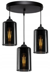 Lampa wisząca Loft Glass grafitowa 3×E27 – dwa obwody – polska produkcja