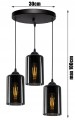 Lampa wisząca Loft Glass grafitowa 3×E27 – dwa obwody – polska produkcja