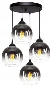 Lampa wisząca Loft Glass dymiona 4×E27 – dwa obwody – polska produkcja