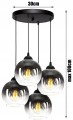 Lampa wisząca Loft Glass dymiona 4×E27 – dwa obwody – polska produkcja