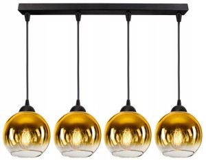 Lampa wisząca Loft Glass złota 4×E27 60 cm – dwa obwody – polska produkcja