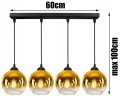 Lampa wisząca Loft Glass złota 4×E27 60 cm – dwa obwody – polska produkcja