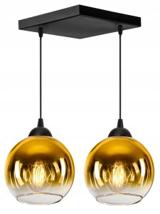 Lampa wisząca Loft Glass złota 2×E27 – dwa obwody – polska produkcja