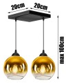 Lampa wisząca Loft Glass złota 2×E27 – dwa obwody – polska produkcja