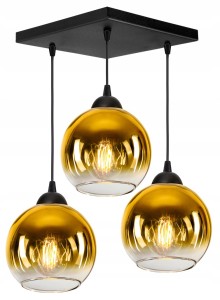Lampa wisząca Loft Glass złota 3×E27 – dwa obwody – polska produkcja