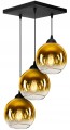 Lampa wisząca Loft Glass złota 3×E27 – dwa obwody – polska produkcja