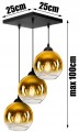 Lampa wisząca Loft Glass złota 3×E27 – dwa obwody – polska produkcja