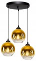 Lampa wisząca Loft Glass złota 3×E27 – dwa obwody – polska produkcja
