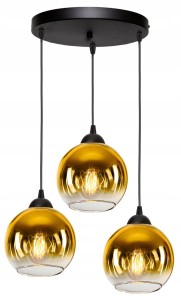 Lampa wisząca Loft Glass złota 3×E27 – dwa obwody – polska produkcja