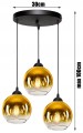 Lampa wisząca Loft Glass złota 3×E27 – dwa obwody – polska produkcja
