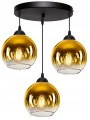 Lampa wisząca Loft Glass złota 3×E27 – dwa obwody – polska produkcja