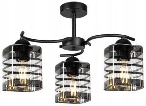 Lampa sufitowa Glass Cubic szklana 3×E27 czarna – polska produkcja