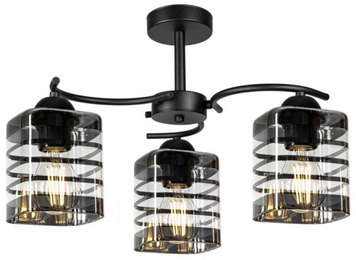 Lampa sufitowa Glass Cubic szklana 3×E27 czarna – polska produkcja