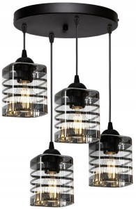 Lampa wisząca Glass Cubic szklana 4×E27 czarna lub biała – polska produkcja
