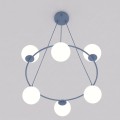 Lampa wisząca AZURA 6 DUSTY BLUE OPAL – błękitna, 6 × E14