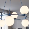 Lampa wisząca AZURA 6 DUSTY BLUE OPAL – błękitna, 6 × E14