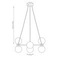 Lampa wisząca AZURA 6 DUSTY BLUE OPAL – błękitna, 6 × E14