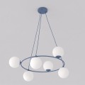 Lampa wisząca AZURA 6 DUSTY BLUE OPAL – błękitna, 6 × E14