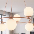 Lampa wisząca AZURA 6 CORAL OPAL – koralowa, 6 × E14