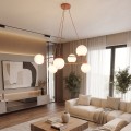 Lampa wisząca AZURA 6 CORAL OPAL – koralowa, 6 × E14