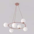 Lampa wisząca AZURA 6 CORAL OPAL – koralowa, 6 × E14