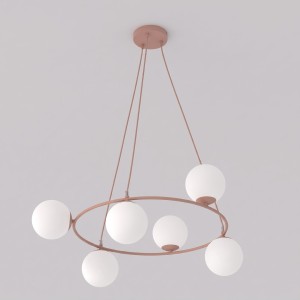 Lampa wisząca AZURA 6 CORAL OPAL – koralowa, 6 × E14