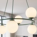Lampa wisząca AZURA 6 OLIVE GREEN OPAL – oliwkowa, 6 × E14