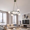 Lampa wisząca AZURA 6 OLIVE GREEN OPAL – oliwkowa, 6 × E14