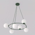 Lampa wisząca AZURA 6 OLIVE GREEN OPAL – oliwkowa, 6 × E14