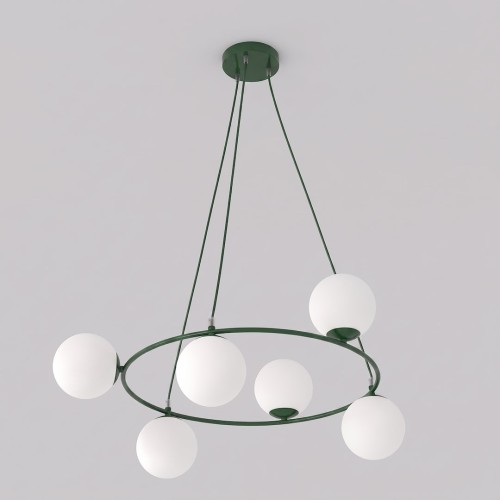 Lampa wisząca AZURA 6 OLIVE GREEN OPAL – oliwkowa, 6 × E14