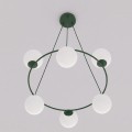 Lampa wisząca AZURA 6 OLIVE GREEN OPAL – oliwkowa, 6 × E14