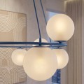 Lampa wisząca AZURA 8 DUSTY BLUE OPAL – błękitna, 8 × E14