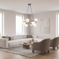 Lampa wisząca AZURA 8 DUSTY BLUE OPAL – błękitna, 8 × E14
