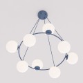 Lampa wisząca AZURA 8 DUSTY BLUE OPAL – błękitna, 8 × E14