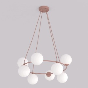 Lampa wisząca AZURA 8 CORAL OPAL – koralowa, 8 × E14