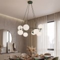 Lampa wisząca AZURA 8 OLIVE GREEN OPAL – oliwkowa, 8 × E14