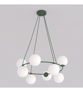 Lampa wisząca AZURA 8 OLIVE GREEN OPAL – oliwkowa, 8 × E14