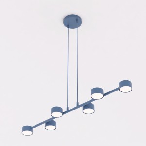 Lampa wisząca MEGARA 6 DUSTY BLUE – przygaszony błękit, 6 × GX53