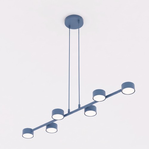 Lampa wisząca MEGARA 6 DUSTY BLUE – przygaszony błękit, 6 × GX53
