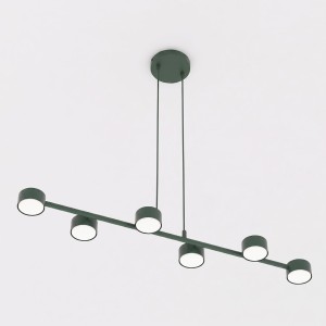 Lampa wisząca MEGARA 6 OLIVE GREEN – oliwkowa, 6 × GX53
