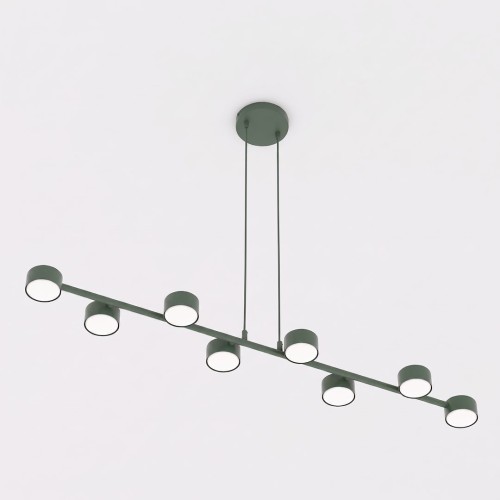 Lampa wisząca MEGARA 8 OLIVE GREEN – oliwkowa, 8 × GX53
